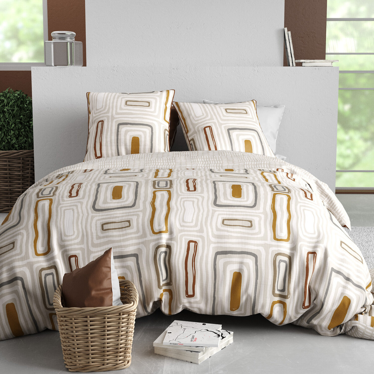 Parure housse de couette 3pcs 100% coton 57 fils paola