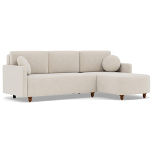 Calypso - canapé d'angle réversible 4 places convertible avec coffre en tissu - Beige