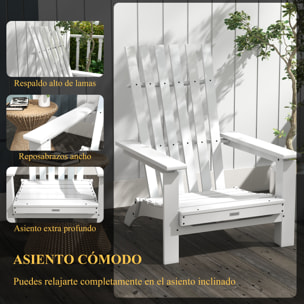 Silla Adirondack de Madera Silla de Jardín Plegable con Reposabrazos Carga 160 kg para Patio Terraza Balcón 68x81x93 cm Blanco