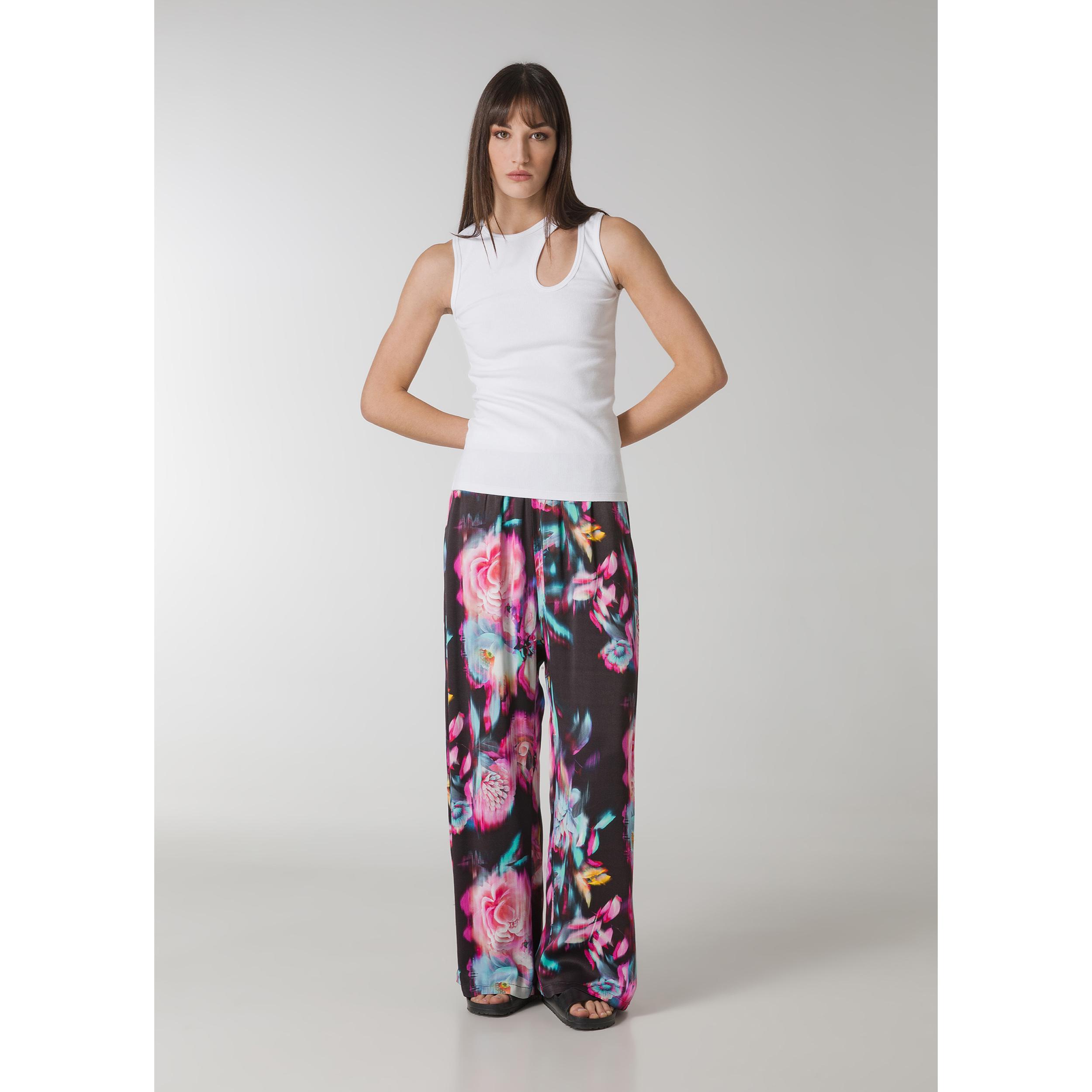 DEHA - Pantalone ALLOVER SATIN WIDE PANTS in Viscosa per donna