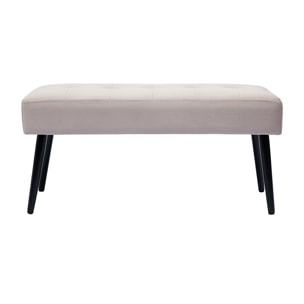 Banc design capitonné en tissu velours taupe et métal noir L96 cm GUESTA