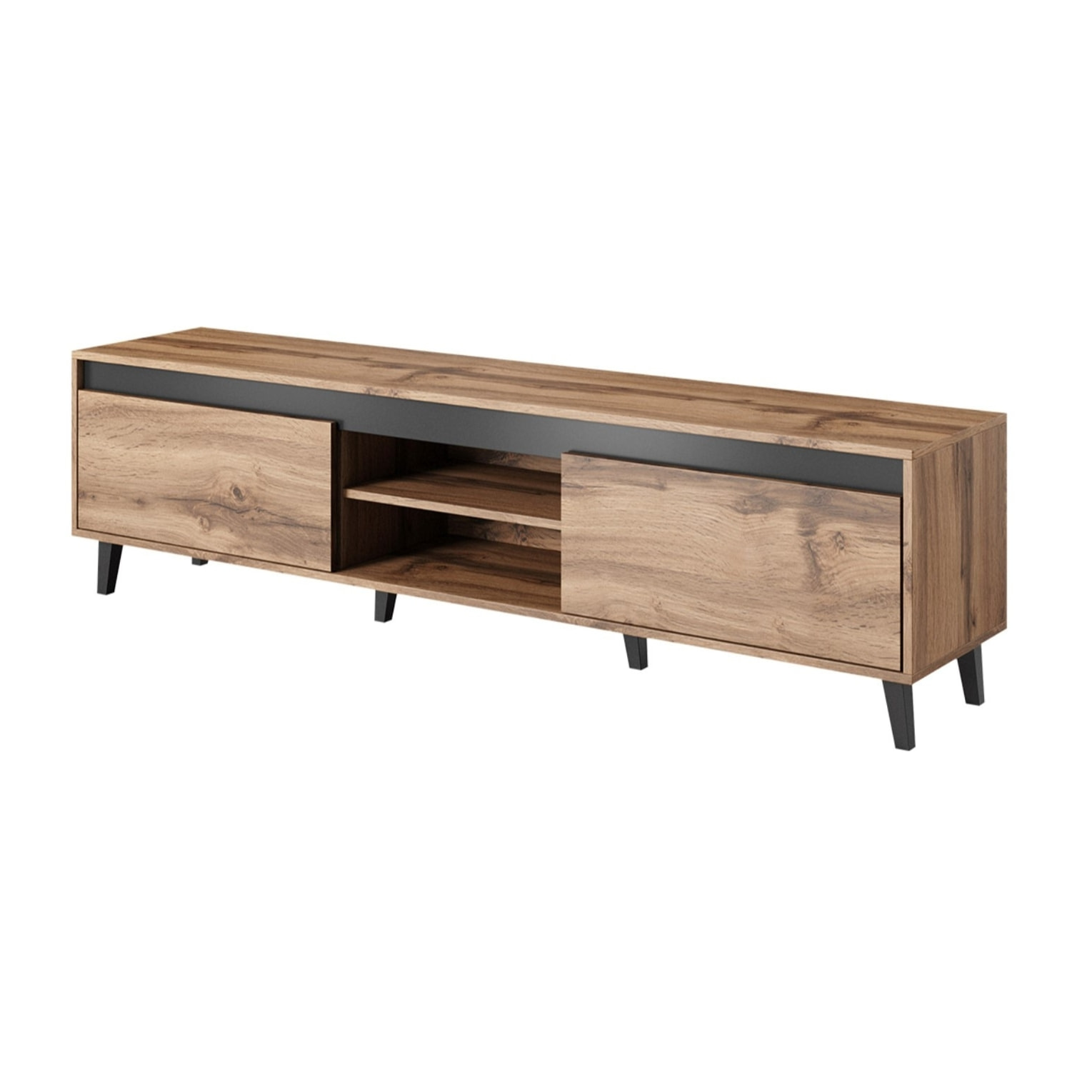 Lord - meuble TV - effet bois et noir - 170 cm - style industriel - Bois