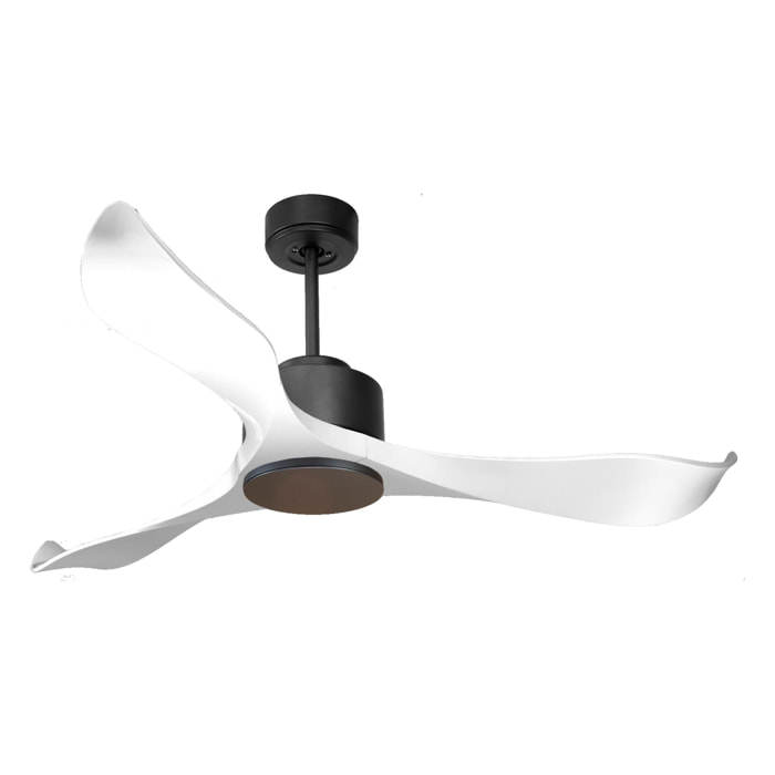 Ventilateur de plafond Wifi Moteur à courant continu Télécommande Adaptateur 2/3 Lames Hypersilence Mémoire Shopify Vendible (AUTOMATIQUE) 40   W Noir