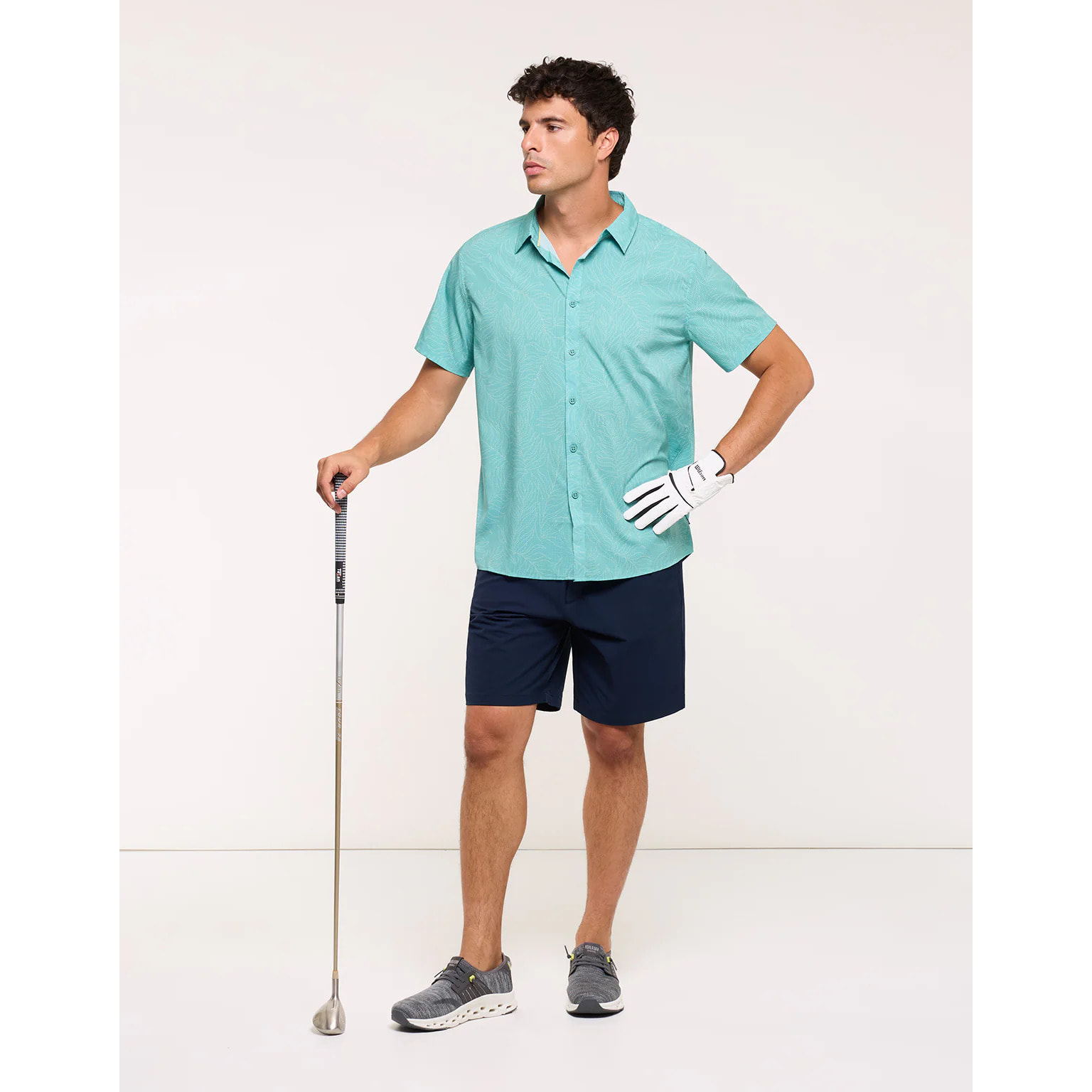 Camisa Estampado Tropical Turquesa - Furami