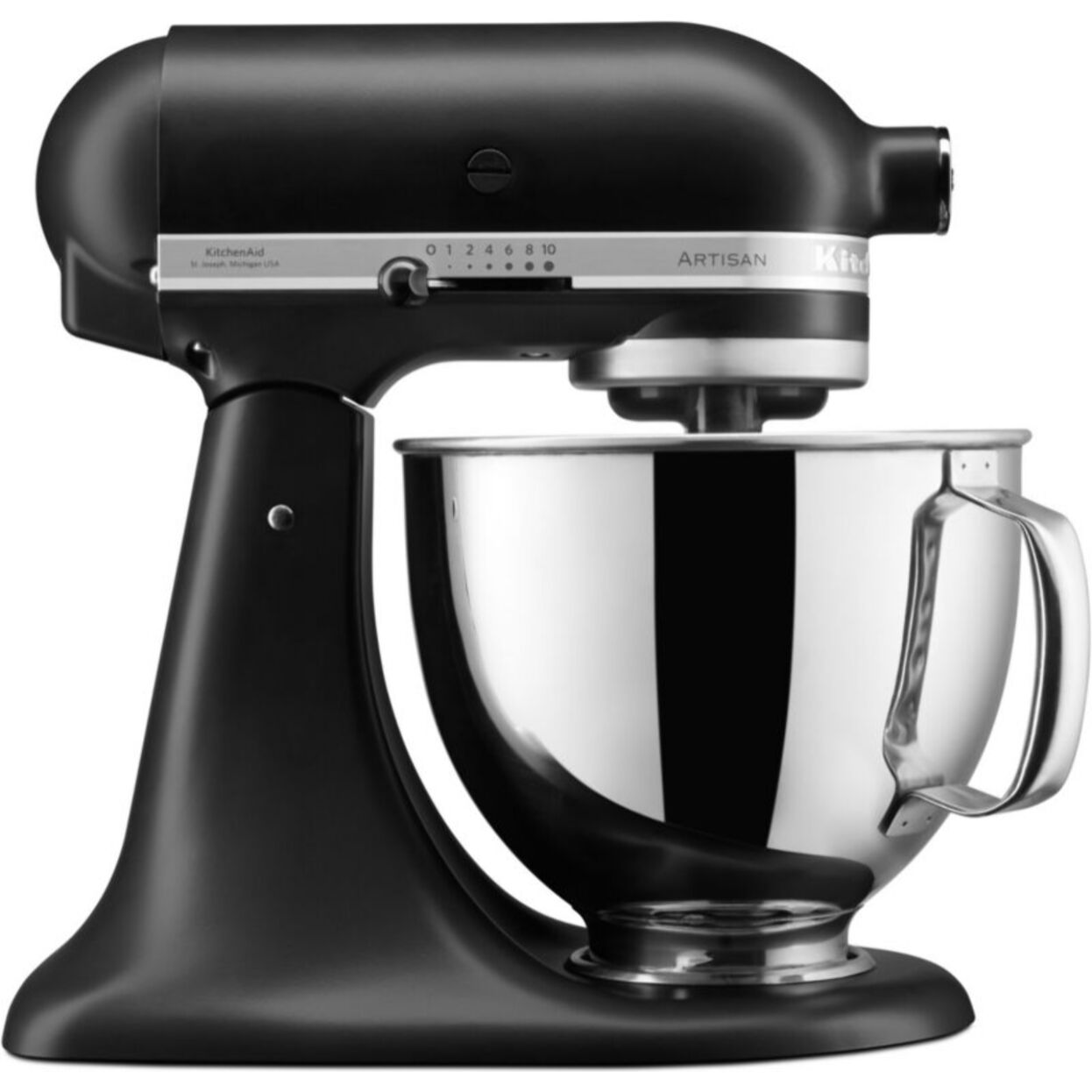Robot pâtissier KITCHENAID 5KSM125EBM Artisan, Noir, 4,8 L, bol avec poignée, 300 watts