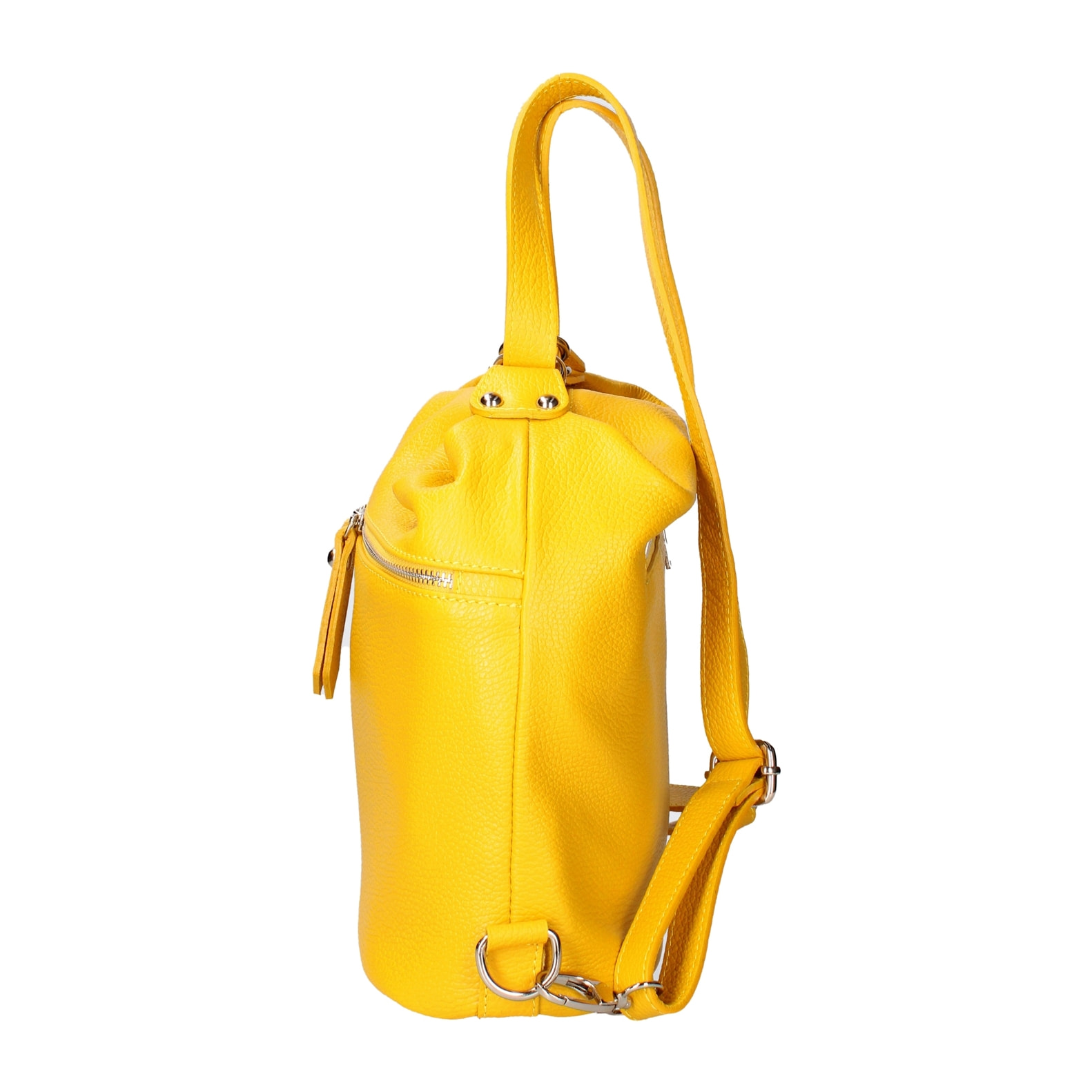 Borsa a spalla convertibile in zaino Bianca da donna In Vera pelle Made in Italy 30x26x9 cm