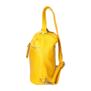 Borsa a spalla convertibile in zaino Bianca da donna In Vera pelle Made in Italy 30x26x9 cm