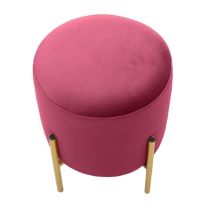 Pouf design We Home in velluto amaranto e piedi in ottone