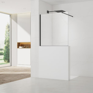 Walk-in 110x100 cm paroi de douche fixe à l'italienne + set d'installation + bras de montage 120 cm, noir (SATBWIS110PRC)