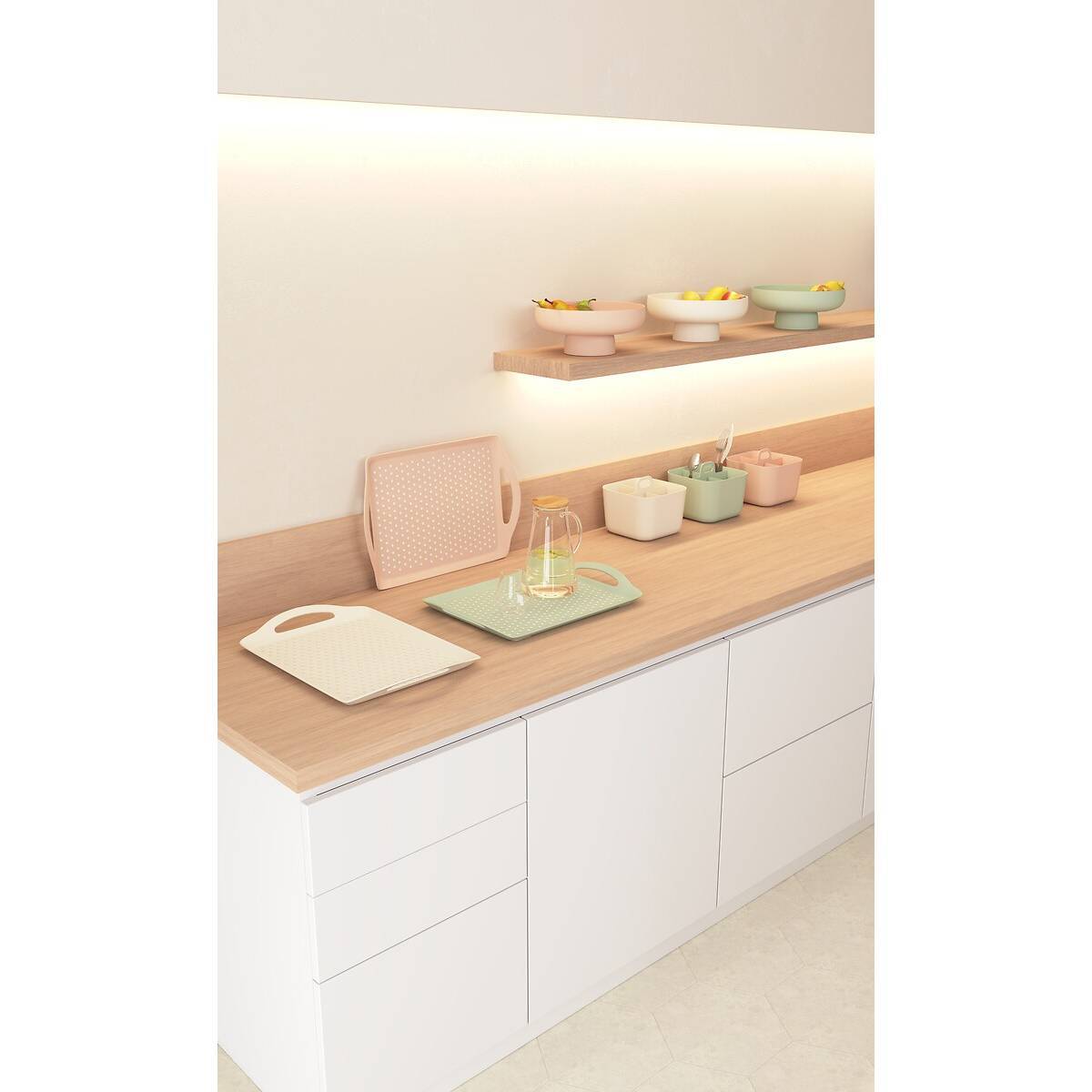 Plateau Poly 45,5x31,5cm beige antidérapant