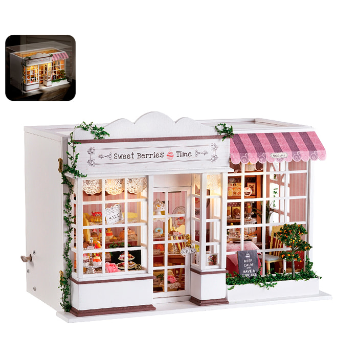 Tienda de dulces Tiempo de Bayas. Maqueta 3D realista con gran detalle, cubierta antipolvo y luces led.