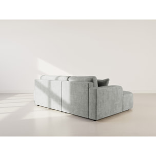 Miro - Canapé d'angle gauche 4 places convertible avec coffre en velours texturé - Gris