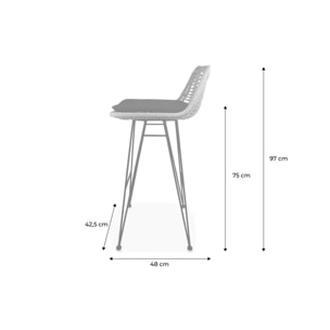 Tabouret de bar métal et rotin 75cm (lot de 2) CAHYA