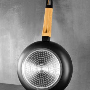 Batería de Cocina de 5Pzs (Cacerola con tapa Ø24cm + Cacerola con tapa Ø20cm+ Sartén Ø24cm) en aluminio presnado Earth Black Bergner