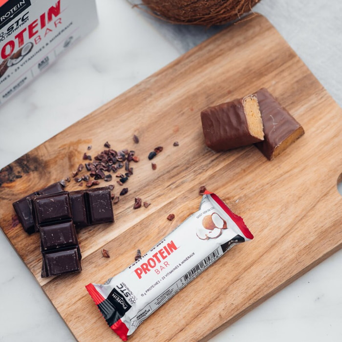 STC NUTRITION - Protein Bar - Barre protéinée enrichie en vitamines & minéraux - Maintien de la masse musculaire - 14g de protéines par barre - Etui de 5 barres