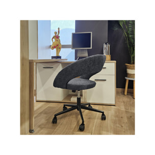 Fauteuil de bureau pivotant 360° tissu bouclette et roulettes - LEON
