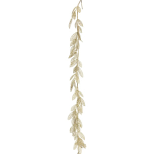 Guirlande feuilles 1,80 m plastique transparent et or