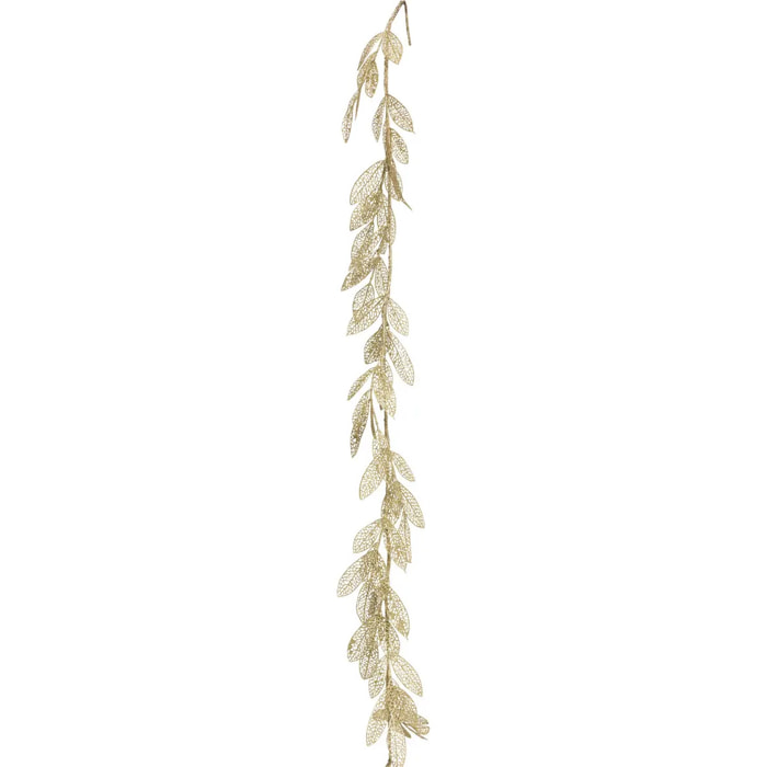 Guirlande feuilles 1,80 m plastique transparent et or