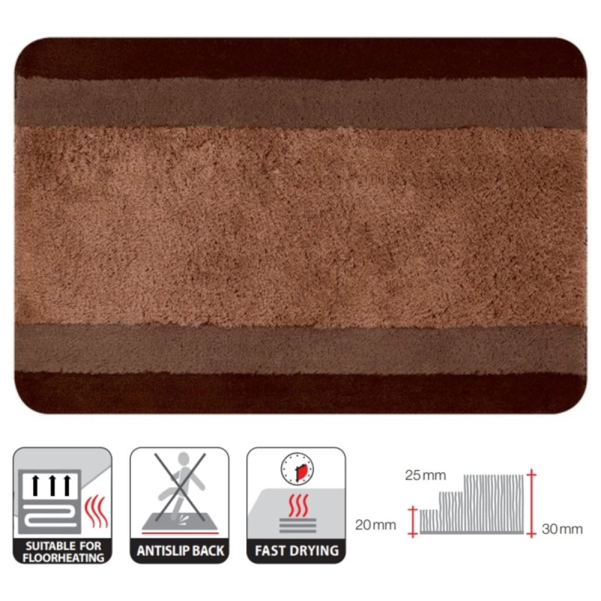 Tapis de bain Polyester BALANCE Marron Spirella