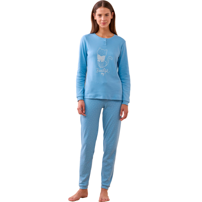 Pigiama donna invernale in caldo cotone articolo pois. Noidinotte