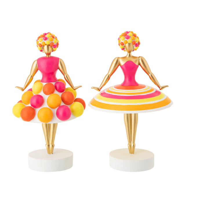 J-Line Ballerine Pop décorative - polyrésine - multicolore - 2 pièces