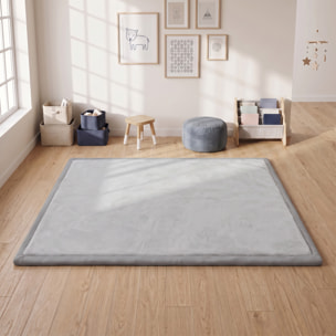 AIYAPLAY Alfombra Bebés Acolchada, 180x150 cm, Espuma de 3 cm, Colchoneta de Juegos, Franela Suave, Antideslizante, Resistente al Agua y Fácil de Limpiar, Gris Claro