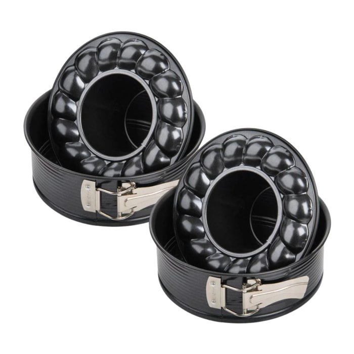 Ensemble de 2 Moules à manqué à charnière avec fond à savarin 18 cm Zenker Black Metallic