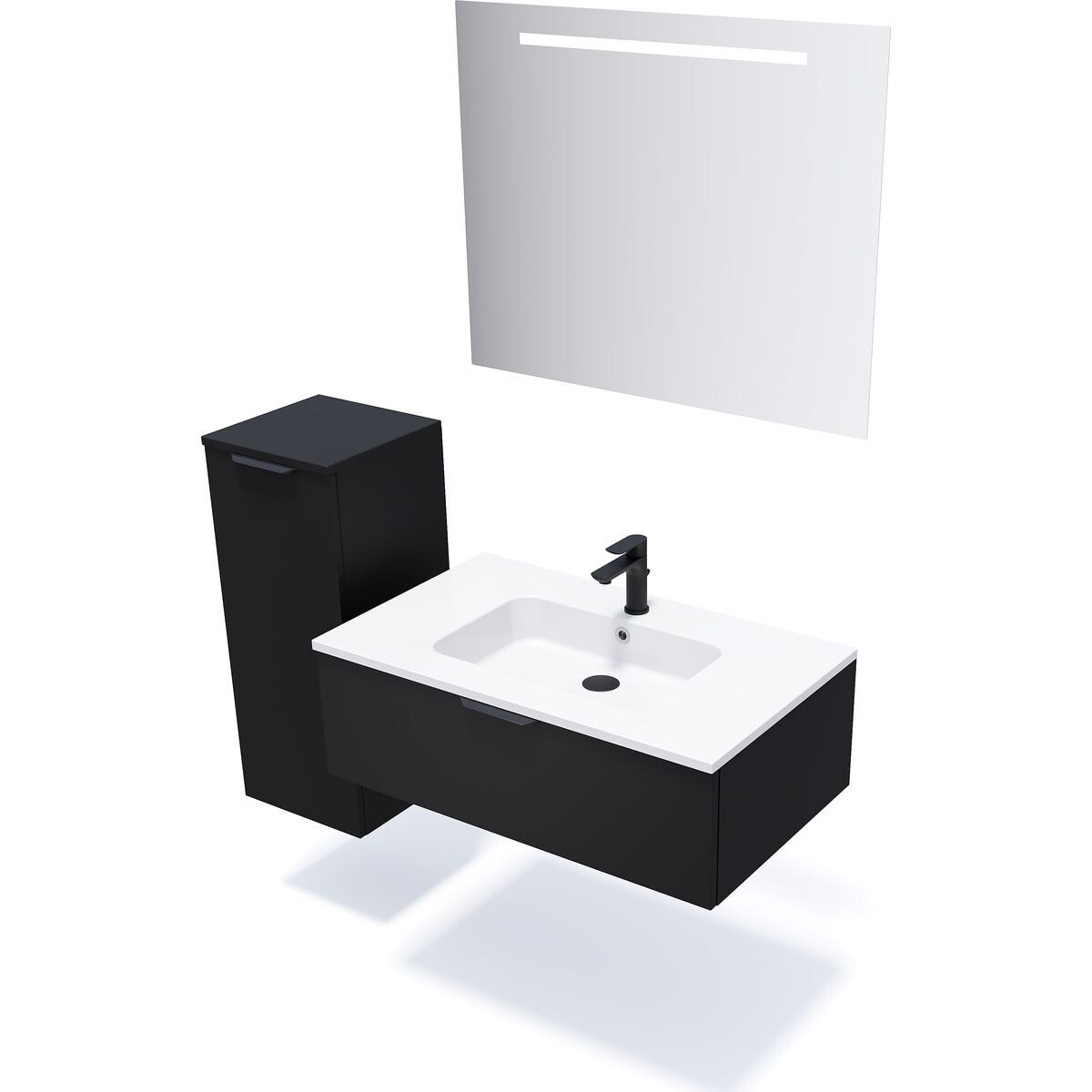 Ensemble vasque intégrée 1 tiroir + miroir - SOHO