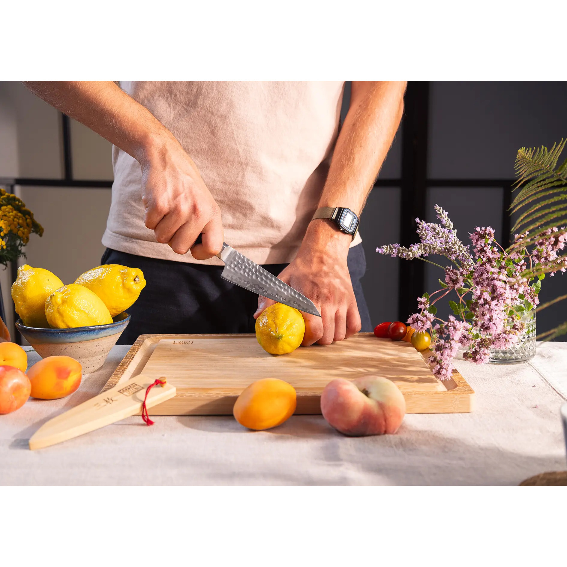 Couteau Universel Petty Bunka | Lame 135 mm | Acier Inoxydable Japonais San-Mai