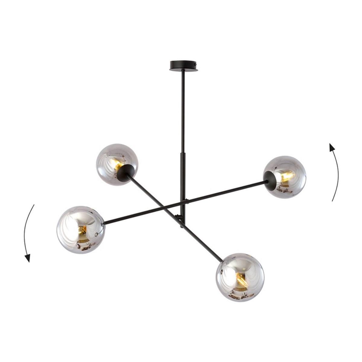 Lampada a sospensione LINEAR in acciaio nero e vetro grafite