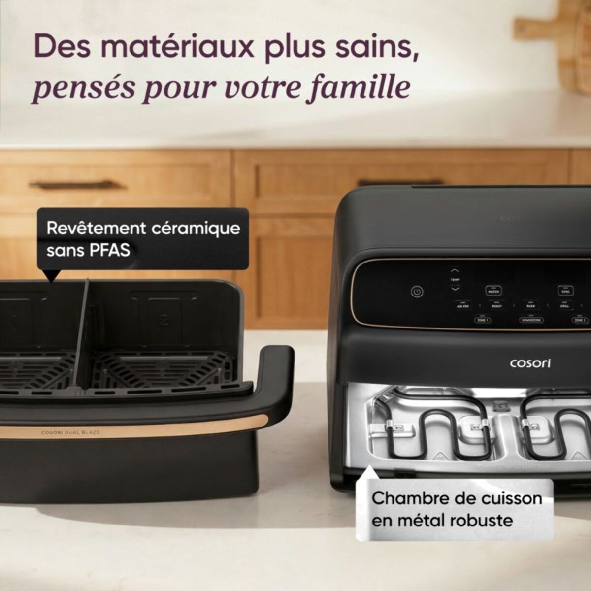 Friteuse sans huile COSORI TwinFry Compact Céramique Flex 8,6 L