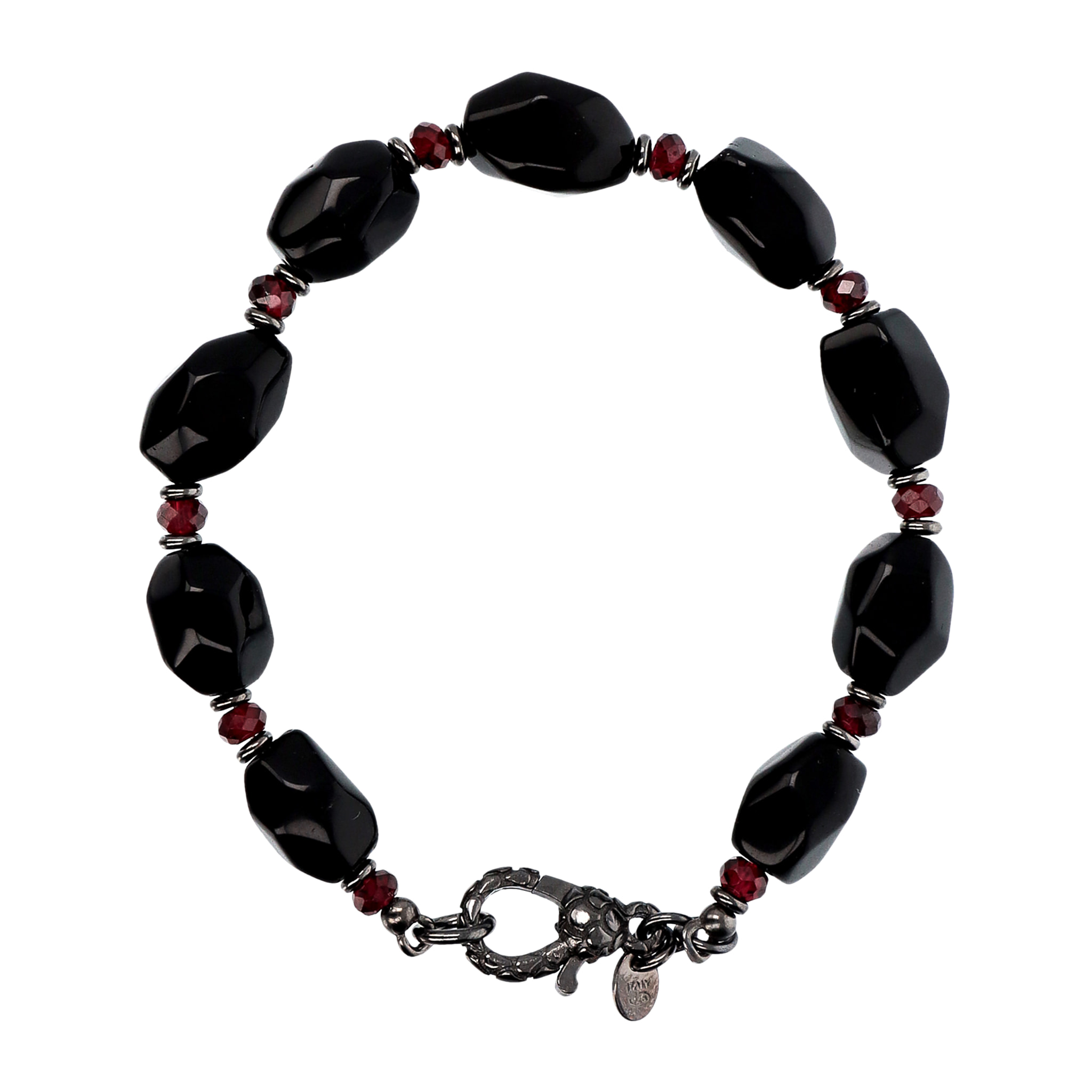 Bracciale con Onice Nero e Granato Rosso