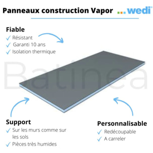 Panneaux de construction WEDI Vapor pare vapeur en Epoxy 250 x 60 x 1,25 cm