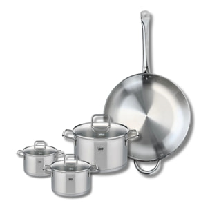 Set de 1 Poêle de cuisson 32 cm et 3 faitouts 12, 16 et 20 cm Elo Profi Citrin