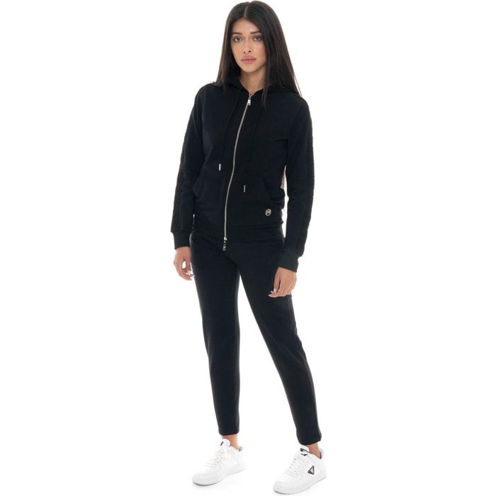 Tuta invernale donna con cappuccion e zip, inserti in treccia Leone 1947 Braid