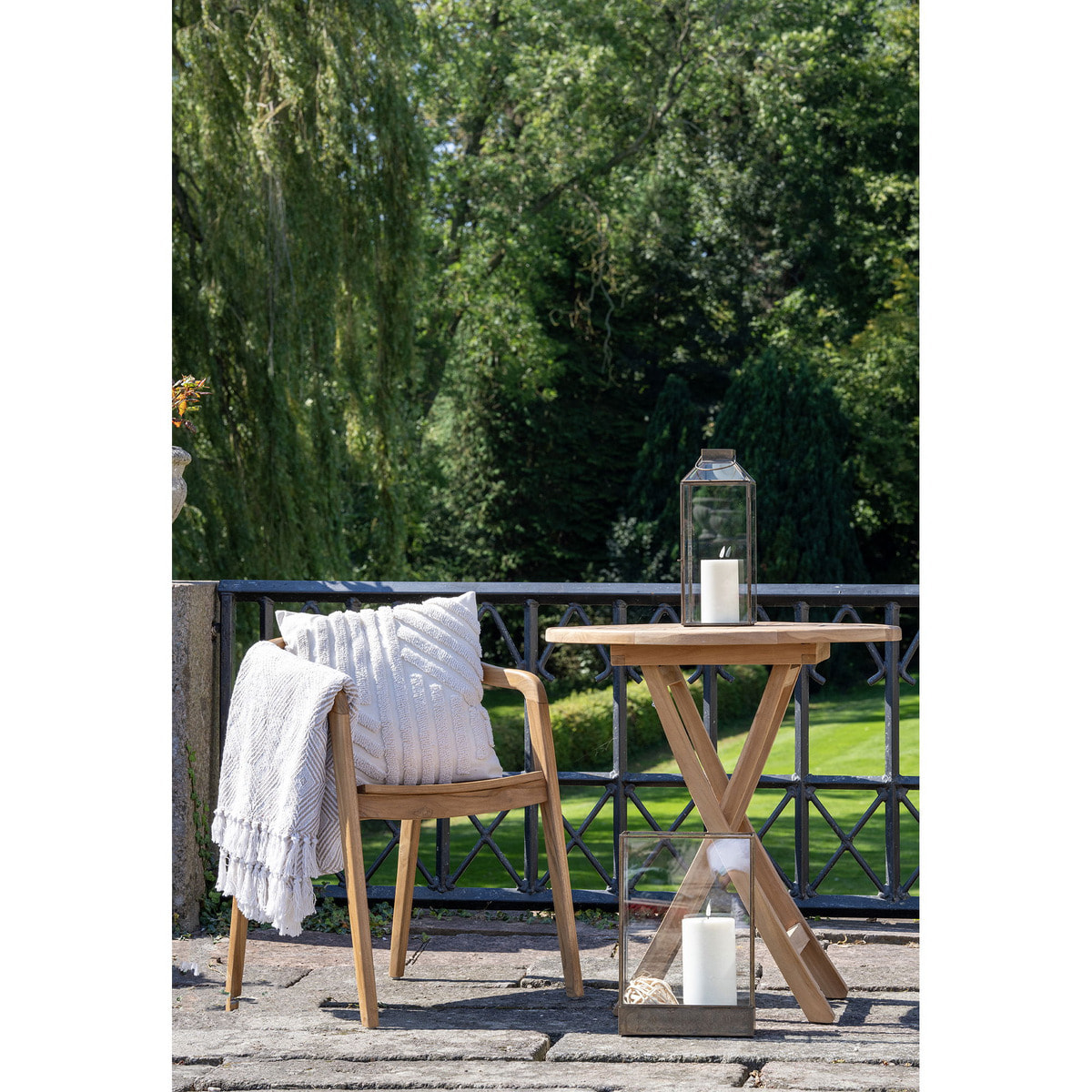 Lanterna Manali in vetro e metallo ottone anticato 25x36 cm