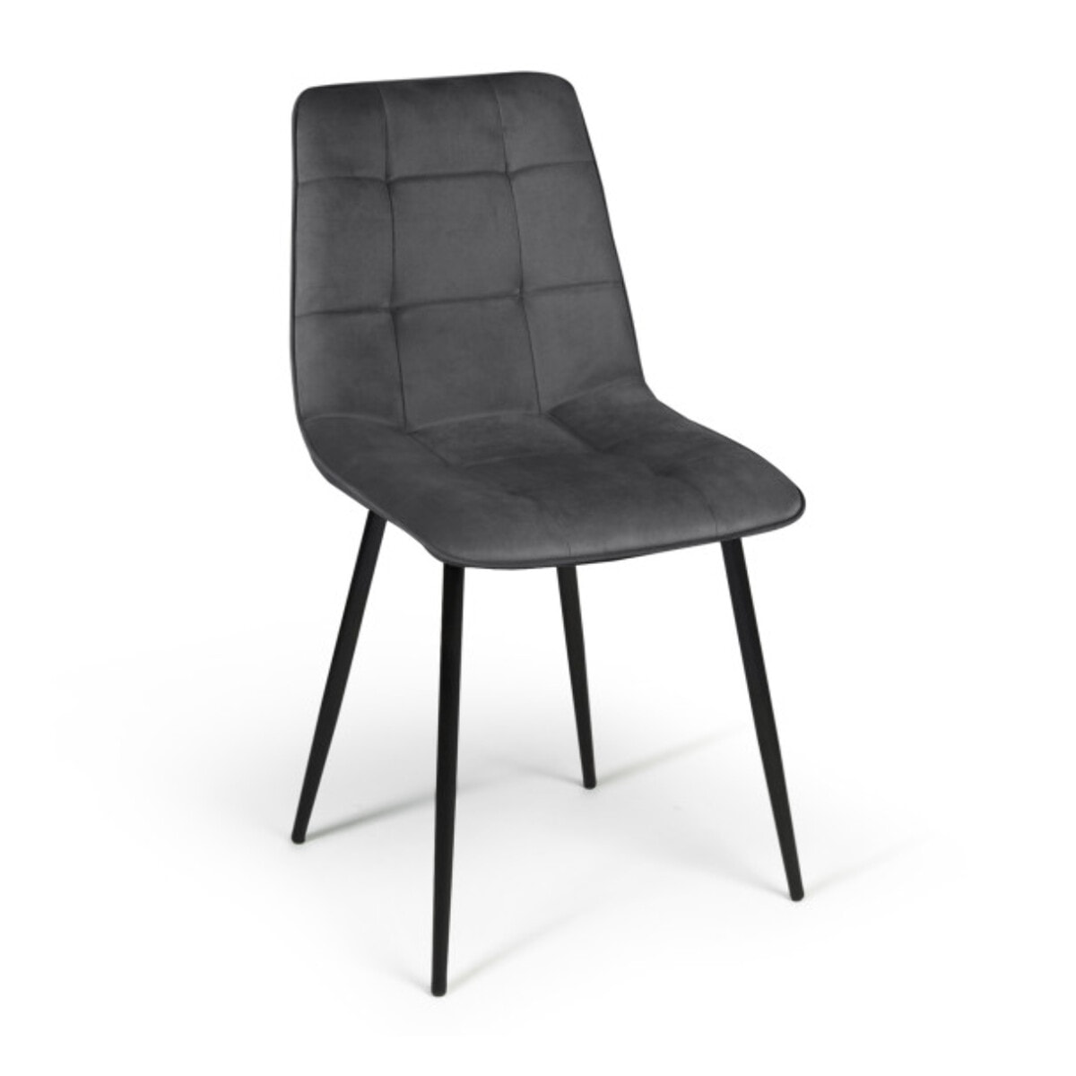 Chaises Linda en velours et pieds métal noirs - Gris anthracite