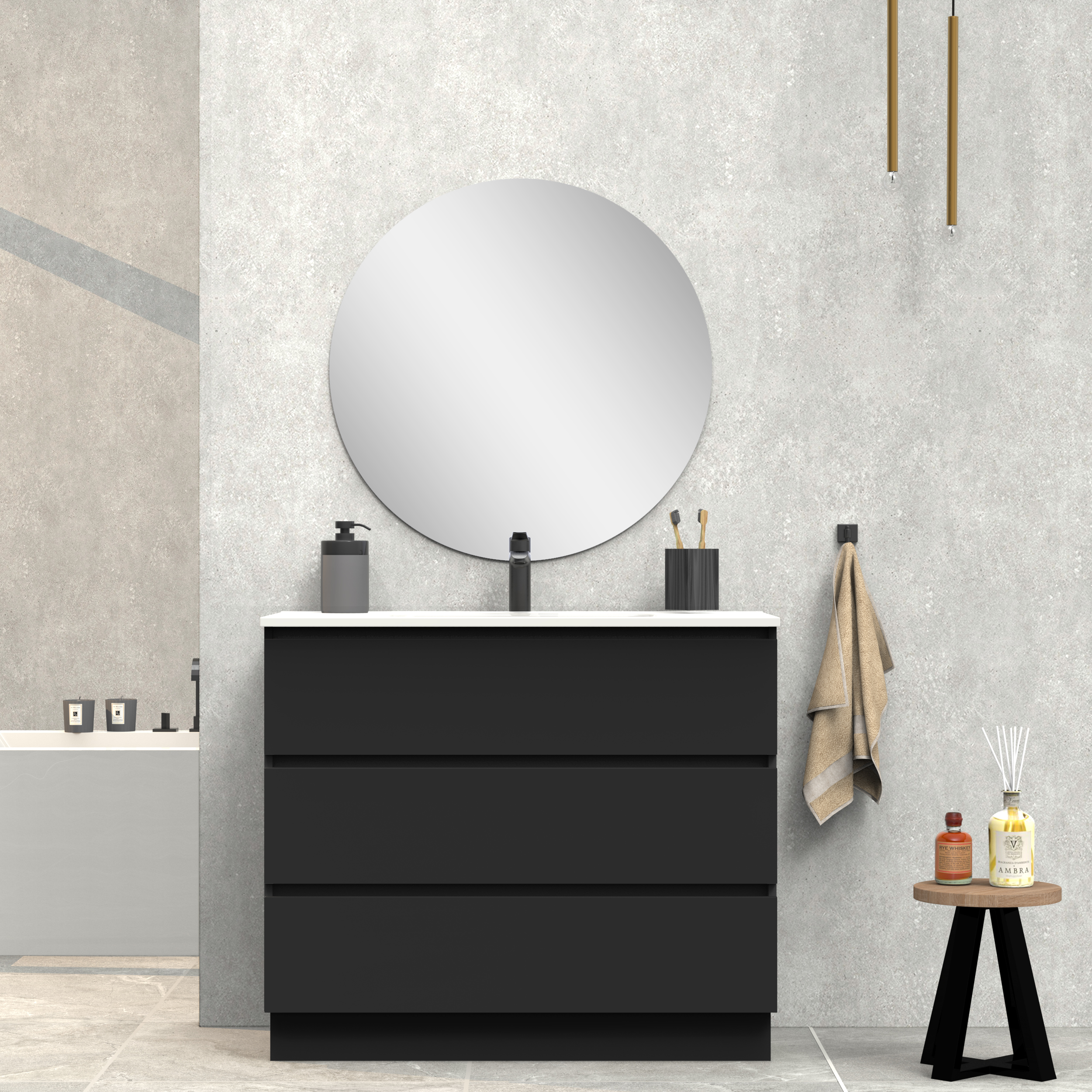 Ensemble de salle de bain IRONA 3C, 100cm, comprend lavabo et miroir