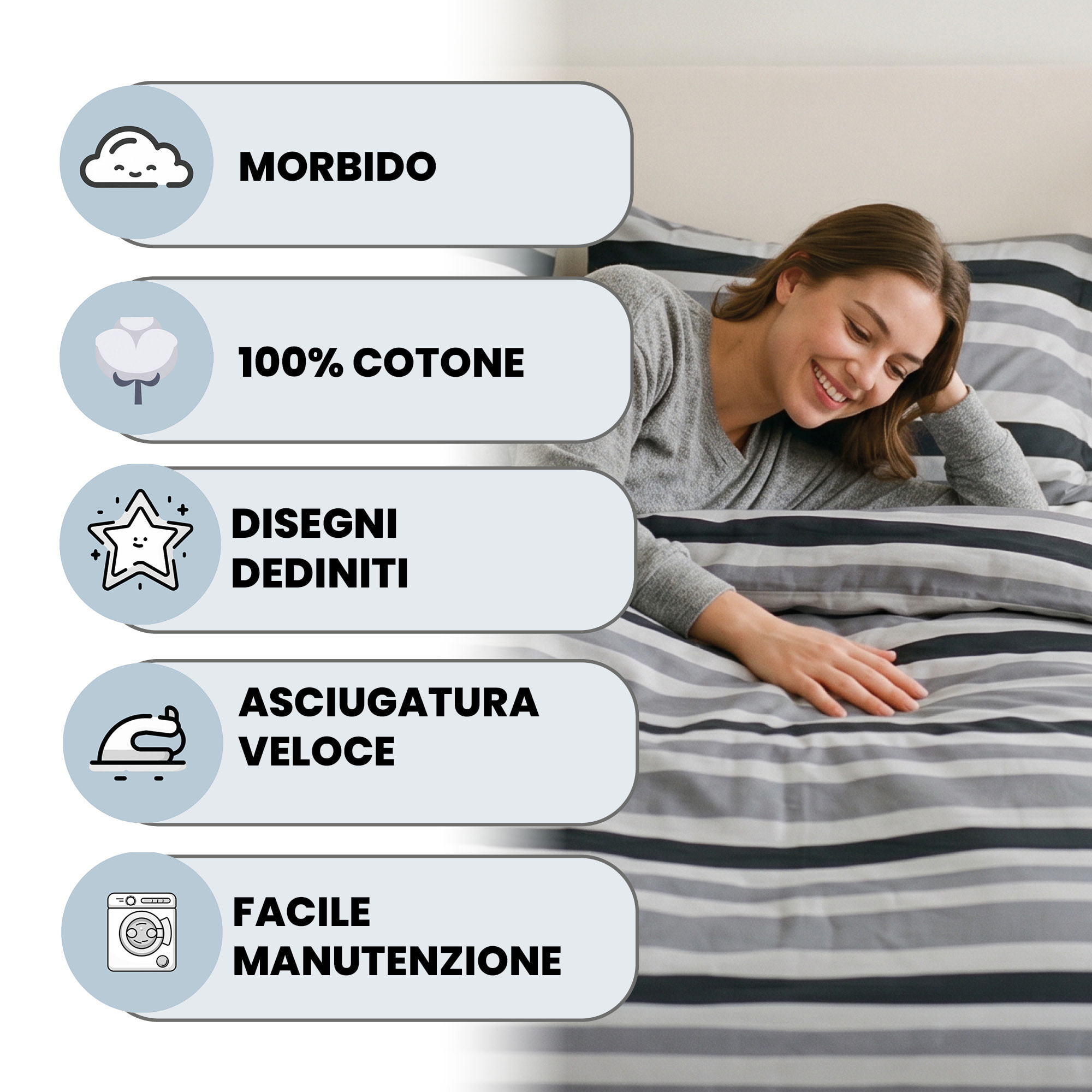 PARURE COPRIPIUMINO IDA, 100% Cotone - DEMETRA