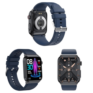 Smartwatch E500 con rilevamento della glicemia, pressione sanguigna e monitor O2. ECG con misurazione del torace. Schermo 1.8.