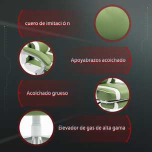 Silla Gaming, Silla Gamer Reclinable, con Altura Ajustable, Reposapiés Retráctil, Soporte Lumbar y Reposacabezas Desmontable, para Oficina, Estudio, Verde