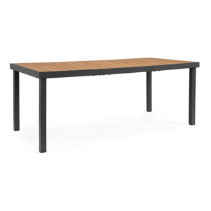 Tavolo da giardino SANTANDER con piano effetto legno e struttura in alluminio antracite, 190×90 cm