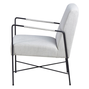 Fauteuil chevron gris pieds métal Luis