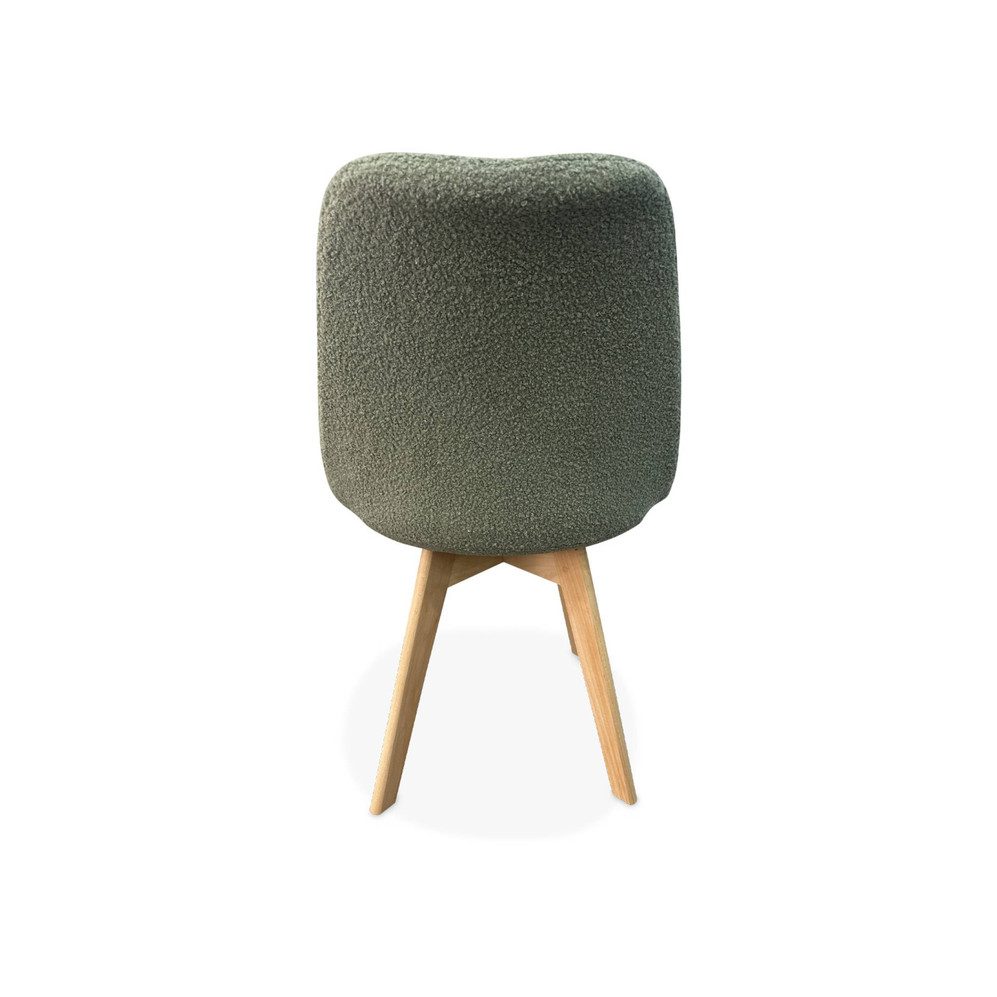 Lot de 4 chaises scandinaves NILS revêtement bouclette vert céladon. pieds bois de hêtre. chaise 1 place