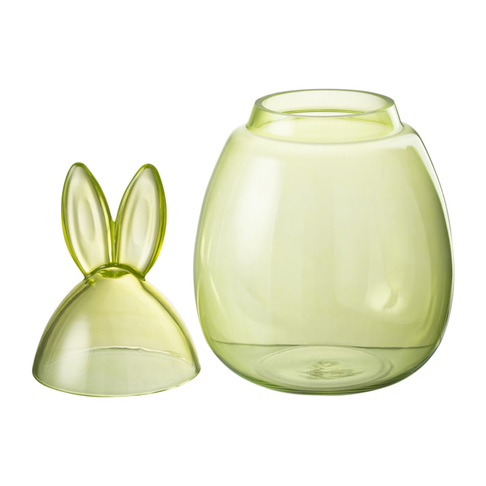 Pot de stockage J-Line Lapin - verre - vert - grand