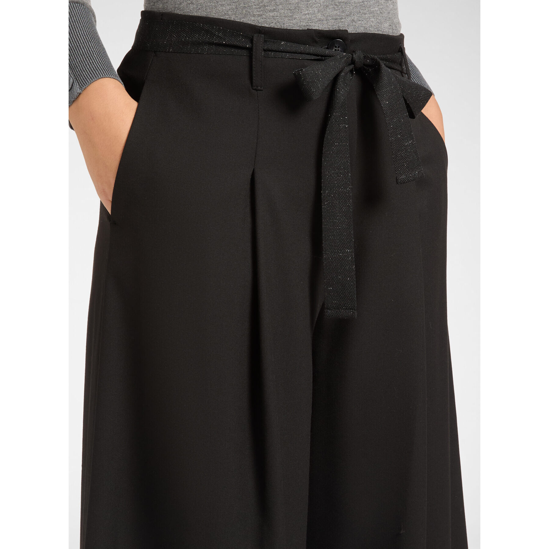 Elena Mirò - Pantaloni ampi con cintura - Nero