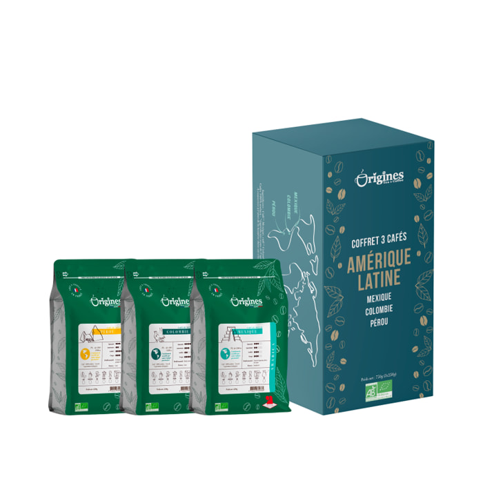 Coffret café en Grains Bio Amérique Latine - Coffret 750g (3x250g)