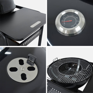 Barbecue rond charbon de bois acier émaillé Ø53cm avec chariot MAURICE