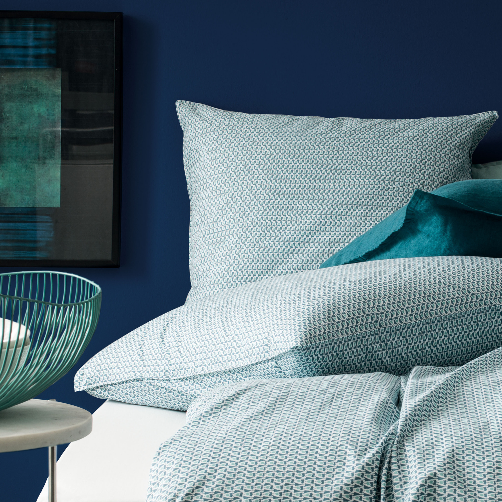 Taie d'oreiller imprimée en voile de coton, VOILE GRAPHIQUE