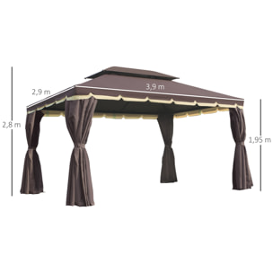 Pavillon de jardin 3,9L x 2,9l x 2,8H m chocolat